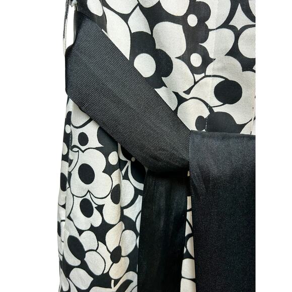 Zinc Long Sleeve Floral Print Belted Mini Dress Black‎ White Women's Size Small - Picture 3 of 6